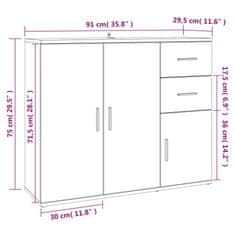 Vidaxl Příborník šedý sonoma 91 x 29,5 x 75 cm kompozitní dřevo