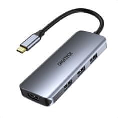 shumee Multifunkční USB HUB typ C - 3xUSB čtečka karet SD a TF HDMI 4K 7v1 šedá