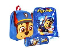 sarcia.eu Paw Patrol Chase Modrý předškolní set plyšový batoh, trubkový penál, pytel 