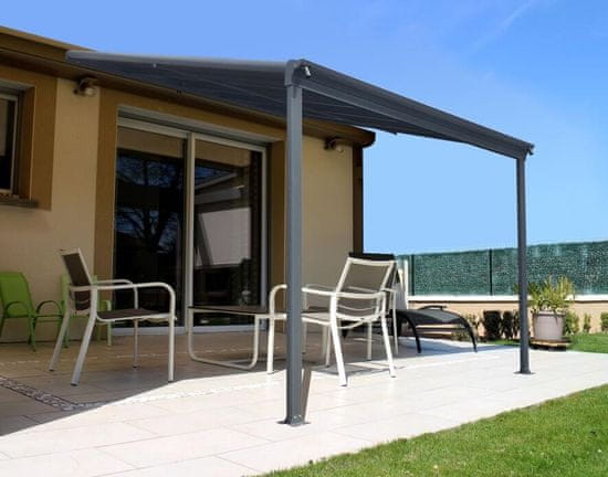 LanitPlast hliníková pergola WALL 33 antracit + bronz PC