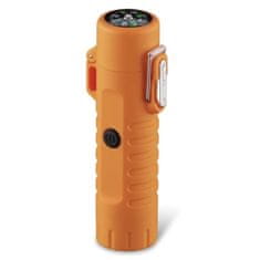 Daklos Plazmový nabíjecí voděodolný větruodolný elektrický zapalovač s kompasem a LED světlem v dárkové krabičce - oranžový