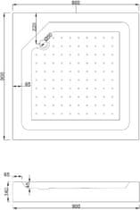 Mexen Rio sprchová vanička čtverec 90x90, bílá (45109090)
