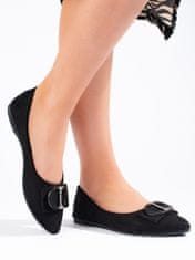 Amiatex Zajímavé černé dámské baleríny bez podpatku + Ponožky Gatta Calzino Strech, černé, 36