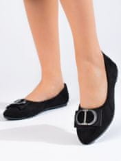 Amiatex Zajímavé černé dámské baleríny bez podpatku + Ponožky Gatta Calzino Strech, černé, 36