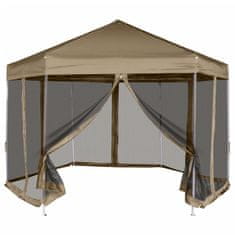 Petromila Šestihranný pop-up stan s bočnicemi 3,6 x 3,1 m taupe 220 g/m²