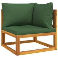 Greatstore 6dílná zahradní sedací souprava zelené podušky masivní dřevo