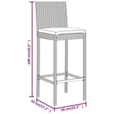 Vidaxl 3dílný zahradní barový set s poduškami černý polyratan