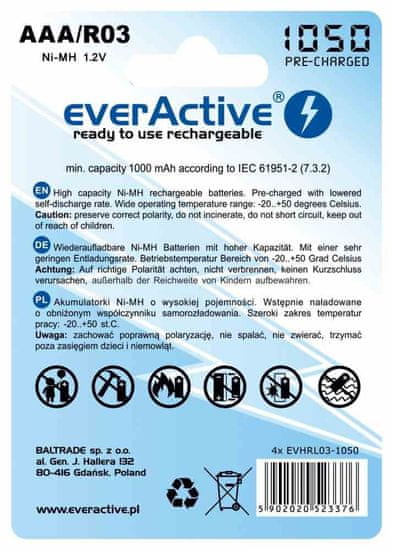 Carhartt Nabíjecí baterie EverActive R03/AAA 1000 mAh, 4 ks.