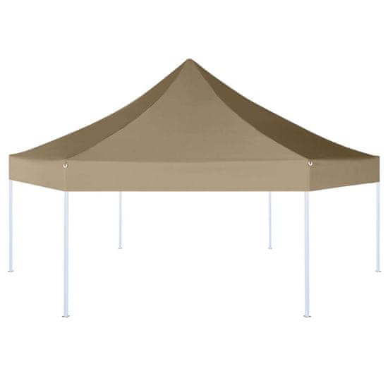 Vidaxl Šestihranný pop-up skládací party stan 3,6x3,1 m taupe 220 g/m²