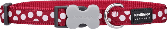 RED DINGO Nylonový obojek červený s bílými puntíky