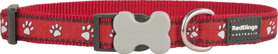 RED DINGO Nylonový obojek s tlapkama červený