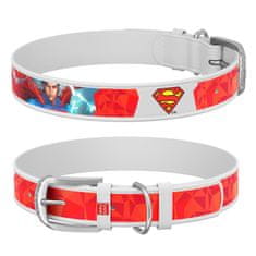WAUDOG Kožený obojek Superman DC COMICS bílý červená