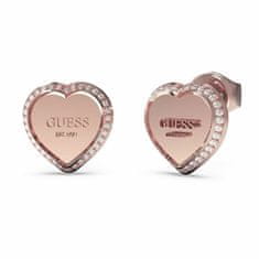 Guess Blyštivé srdíčkové náušnice Fine Heart JUBE01427JWRGT/U