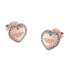 Guess Blyštivé srdíčkové náušnice Fine Heart JUBE01427JWRGT/U