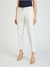 Orsay Bílé dámské zkrácené kalhoty s páskem 38