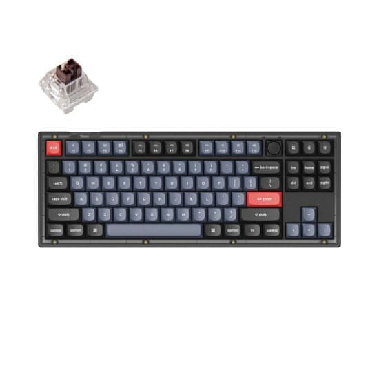 Keychron V3 QMK Mechanická Klávesnice Frosted Black, Keychron K Pro Brown Hot-Swappable, RGB, USB Type-C, Knob