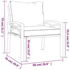 Vidaxl Zahradní křesla s šedými poduškami 2 ks 68 x 76 x 79 cm ocel