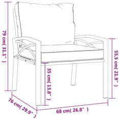 Vidaxl Zahradní křesla s pískovými poduškami 2 ks 68 x 76 x 79 cm ocel