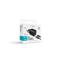 FIXED Set síťové nabíječky FIXED Mini s USB-C výstupem a USB-C/USB-C kabelu, podpora PD, 1 metr, 30W, černý