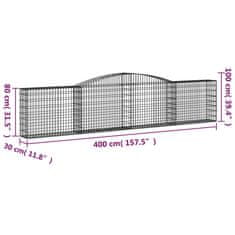 Petromila Klenuté gabionové koše 15ks 400x30x80/100 cm pozinkované železo