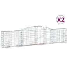 Greatstore Klenuté gabionové koše 2 ks 400x30x80/100 cm pozinkované železo