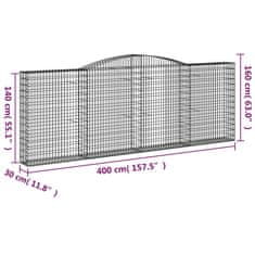 Petromila Klenuté gabionové koše 9 ks 400x30x140/160cm pozinkované železo