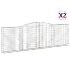 Greatstore Klenuté gabionové koše 2 ks 400x30x120/140cm pozinkované železo