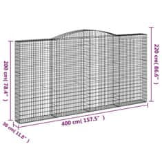 Petromila Klenuté gabionové koše 2 ks 400x30x200/220cm pozinkované železo