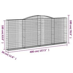 Vidaxl Klenuté gabionové koše 9 ks 400x30x160/180cm pozinkované železo