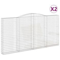 Greatstore Klenuté gabionové koše 2 ks 400x30x200/220cm pozinkované železo