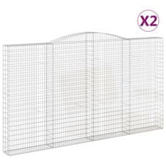 Greatstore Klenuté gabionové koše 2 ks 400x30x220/240cm pozinkované železo