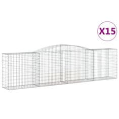 Greatstore Klenuté gabionové koše 15ks 400x50x100/120cm pozinkované železo