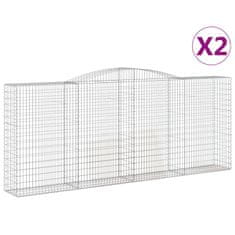 Greatstore Klenuté gabionové koše 2 ks 400x50x160/180cm pozinkované železo