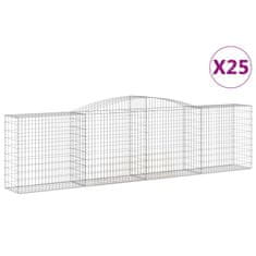 Vidaxl Klenuté gabionové koše 25ks 400x50x100/120cm pozinkované železo