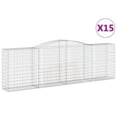 Greatstore Klenuté gabionové koše 15ks 400x50x120/140cm pozinkované železo