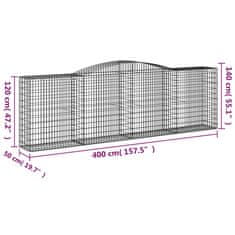 Petromila Klenuté gabionové koše 10ks 400x50x120/140cm pozinkované železo