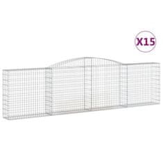 Greatstore Klenuté gabionové koše 15ks 400x30x100/120cm pozinkované železo