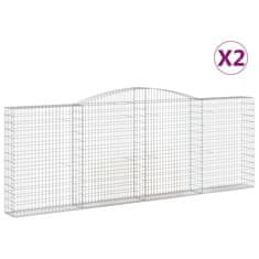 Greatstore Klenuté gabionové koše 2 ks 400x30x140/160cm pozinkované železo