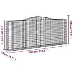 Vidaxl Klenuté gabionové koše 15ks 400x50x160/180cm pozinkované železo