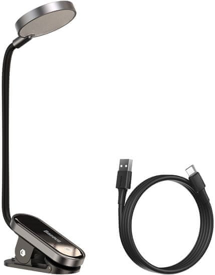 BASEUS lampa s klipem, LED, flexibilní, 3W, černá