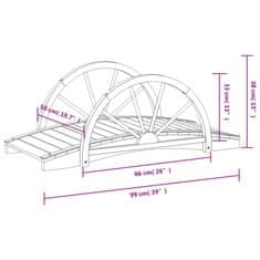 Vidaxl Zahradní můstek se zábradlím 99x50x38 cm masivní jedlové dřevo