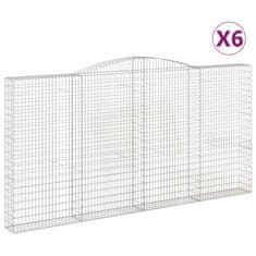 Vidaxl Klenuté gabionové koše 6 ks 400x30x200/220cm pozinkované železo