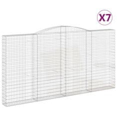 Vidaxl Klenuté gabionové koše 7 ks 400x30x200/220cm pozinkované železo