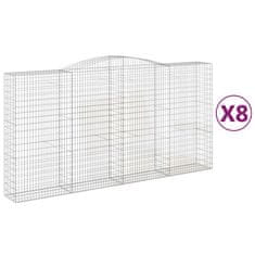 Vidaxl Klenuté gabionové koše 8 ks 400x50x200/220cm pozinkované železo