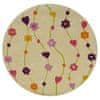 Dětský koberec Kids flowers beige round, 1.50 x 1.50