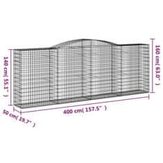 Petromila Klenuté gabionové koše 6 ks 400x50x140/160cm pozinkované železo