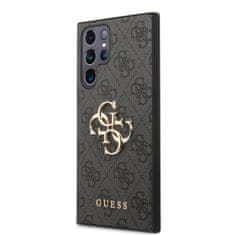 Guess  PU 4G Metal Logo Zadní Kryt pro Samsung Galaxy S23 Ultra Grey