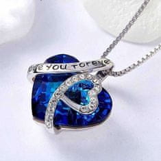 Netscroll Modrý dámský řetízek ve tvaru srdce s nápisem, šperk Titaniku s vzkazem Miluji tě navždy, TitanicNecklace