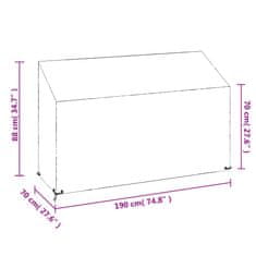 Vidaxl Plachty na zahradní lavice 2 ks 8 oček 190 x 70 x 70/88 cm PE