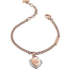 Guess Módní pozlacený náramek Fine Heart JUBB01422JWRG (Rozměr 17 - 21 cm - L)